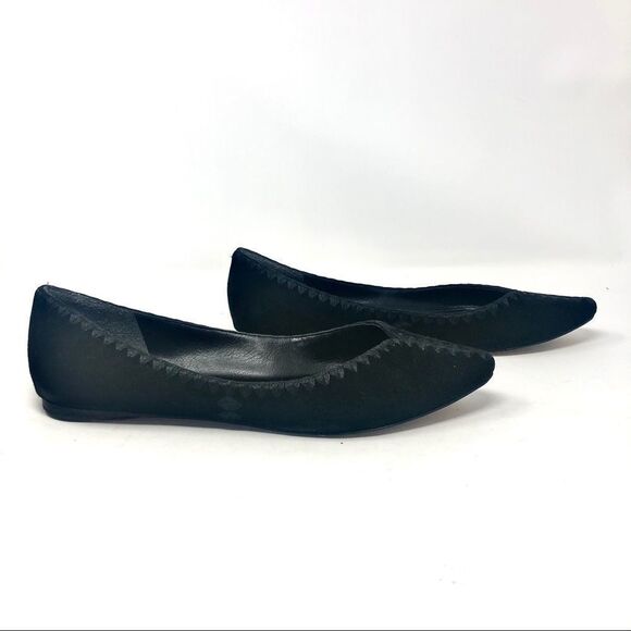 𝅺SIGERSON Morrison Black Suede Vinal Ballet Flats - Picture 4 of 10